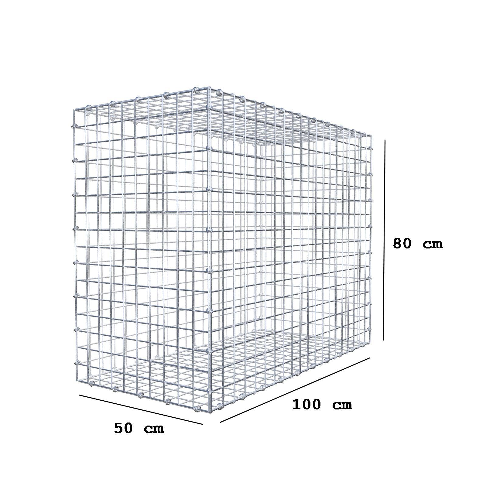 Gabion 100 cm x 80 cm x 50 cm (L x H x D), mesh size 5 x 5 cm, spiral ring