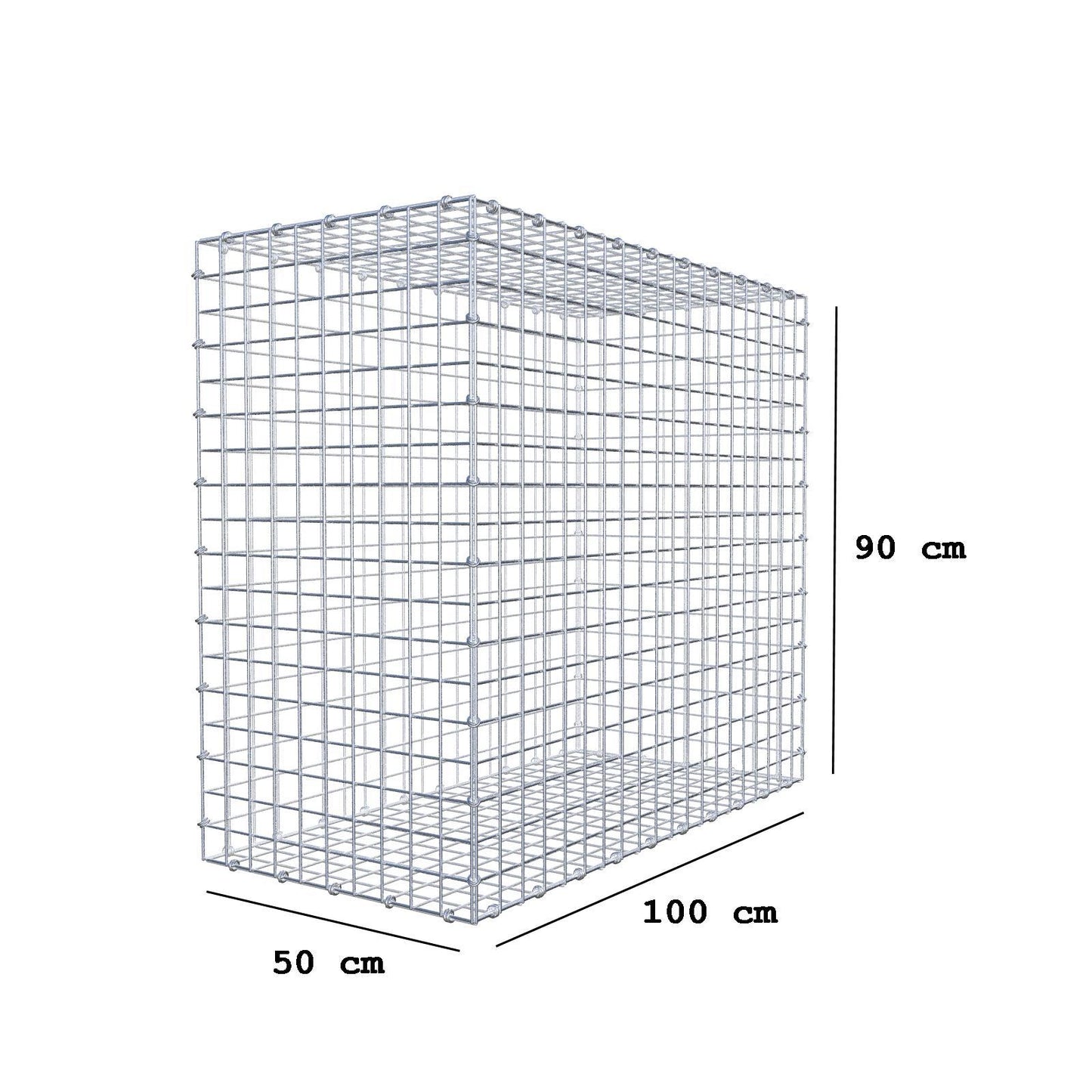 Gabbione 100 cm x 90 cm x 50 cm (L x H x P), maglia 5 x 5 cm, anello a spirale
