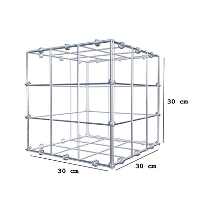 Gavión 30 cm x 30 cm x 30 cm (L x A x P), luz de malla 10 x 10 cm, anillo en espiral