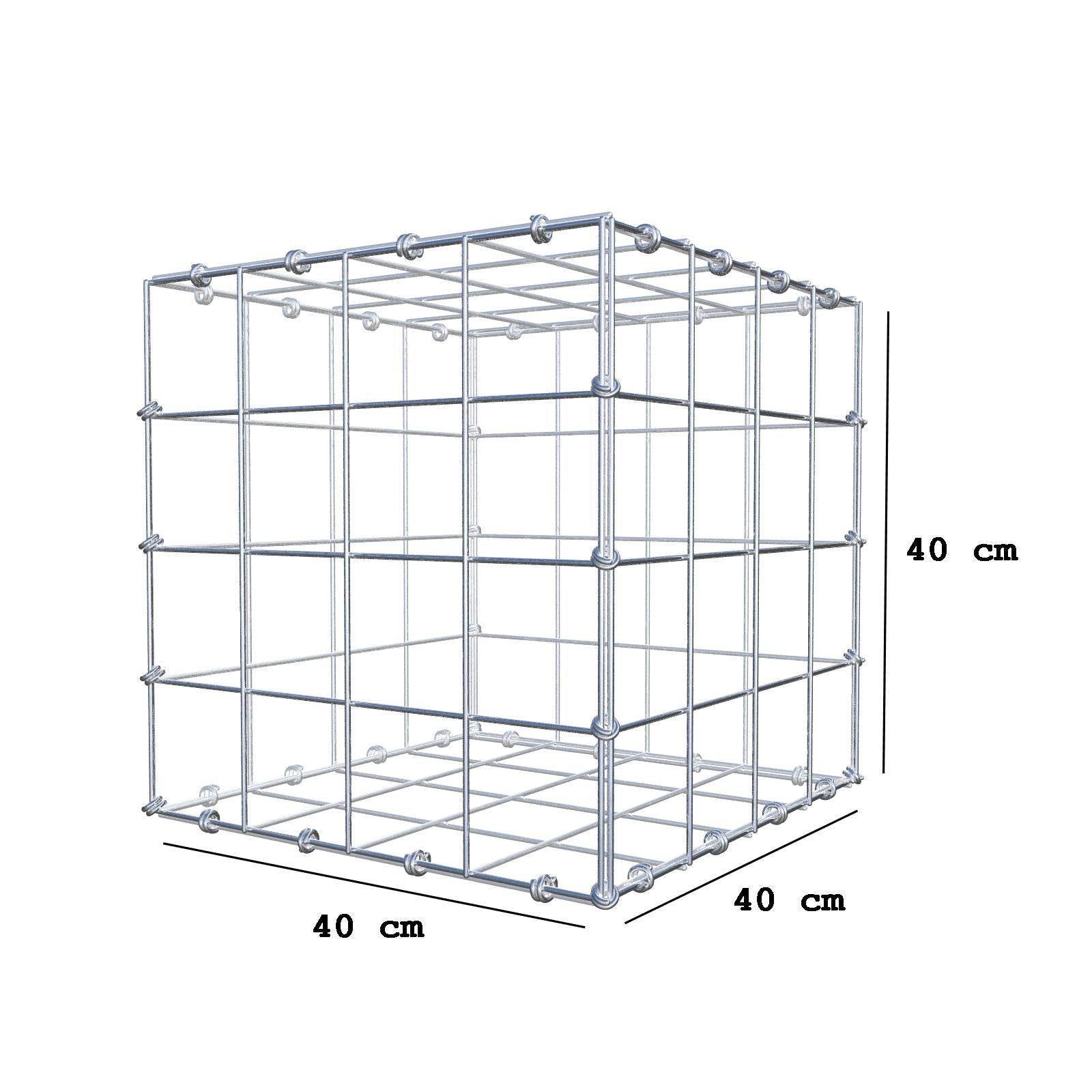 Schanskorf 40 cm x 40 cm x 40 cm (L x H x D), maaswijdte 10 x 10 cm, spiraalring