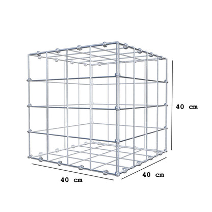 Gabion 40 cm x 40 cm x 40 cm (L x H x D), maskestørrelse 10 x 10 cm, spiralring