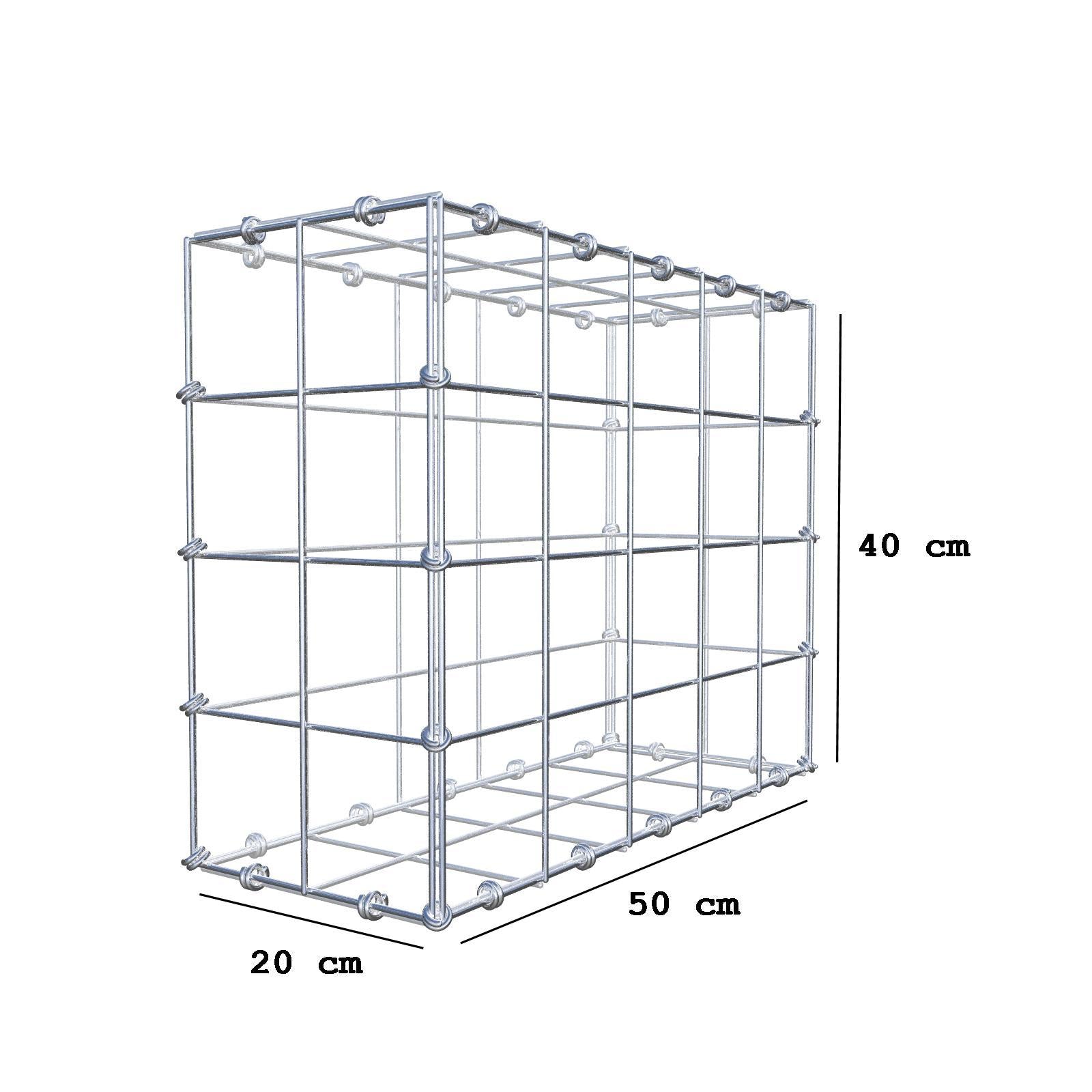 Schanskorf 50 cm x 40 cm x 20 cm (L x H x D), maaswijdte 10 x 10 cm, spiraalring