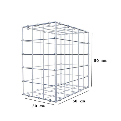 Gabion 50 cm x 50 cm x 30 cm (L x H x D), maskestørrelse 10 x 10 cm, spiralring