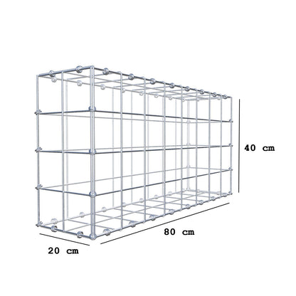 Gabion 80 cm x 40 cm x 20 cm (L x H x D), maskstorlek 10 x 10 cm, spiralring