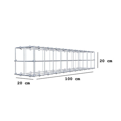 Gabione 100 cm x 20 cm x 20 cm (L x H x T), Maschenweite 10 x 10 cm, Spiralring