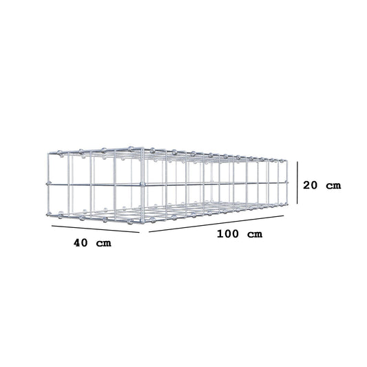 Gavión 100 cm x 20 cm x 40 cm (L x A x P), luz de malla 10 x 10 cm, anillo en espiral