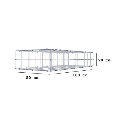 Gabione 100 cm x 20 cm x 50 cm (L x H x T), Maschenweite 10 x 10 cm, Spiralring