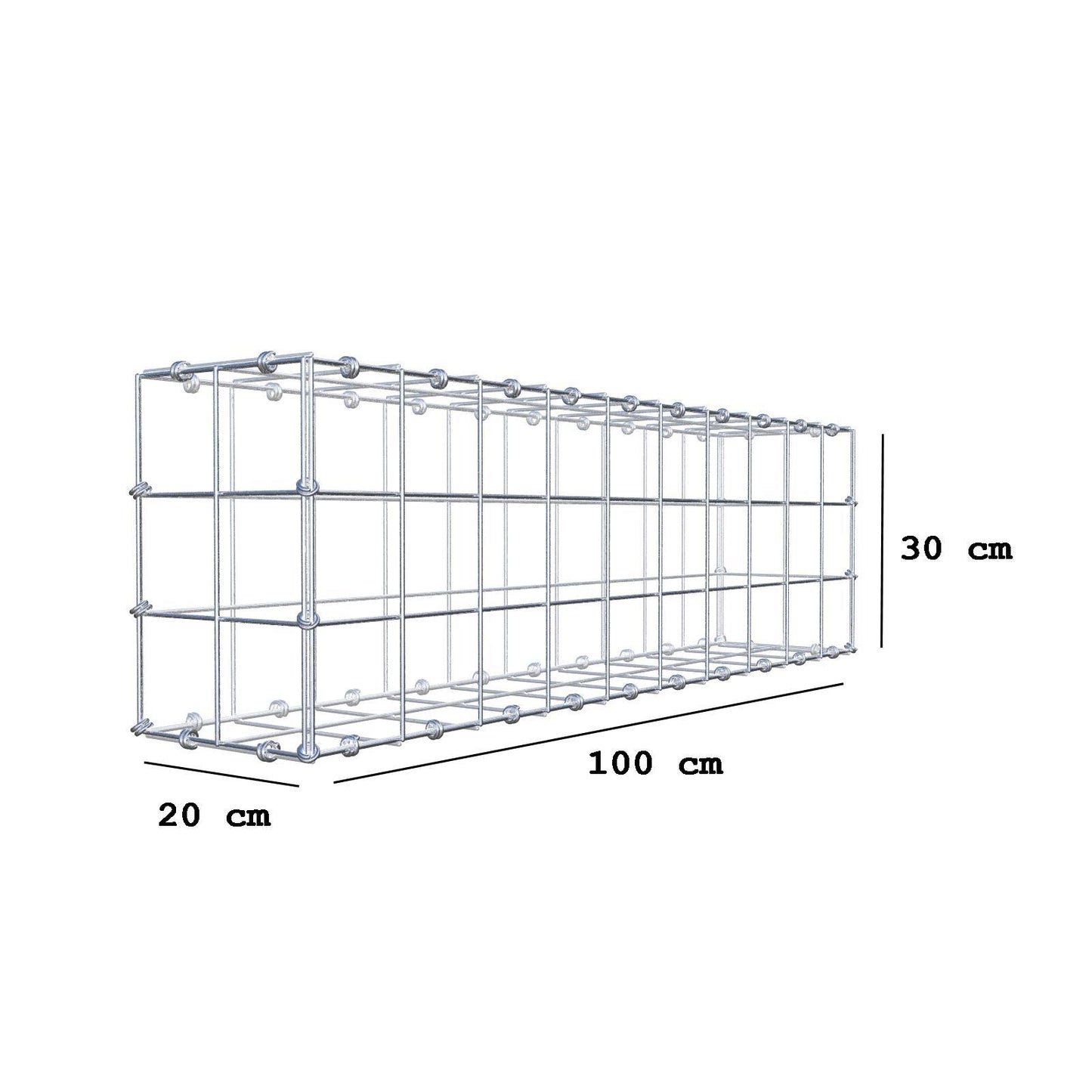 Gabion 100 cm x 30 cm x 20 cm (L x H x P), mailles 10 x 10 cm, anneau en spirale