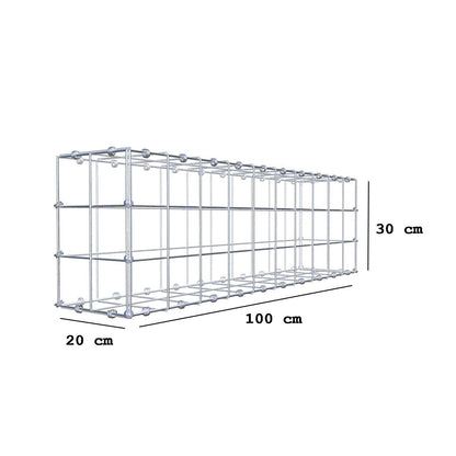 Gabion 100 cm x 30 cm x 20 cm (L x H x P), mailles 10 x 10 cm, anneau en spirale