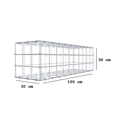 Gabione 100 cm x 30 cm x 30 cm (L x H x T), Maschenweite 10 x 10 cm, Spiralring