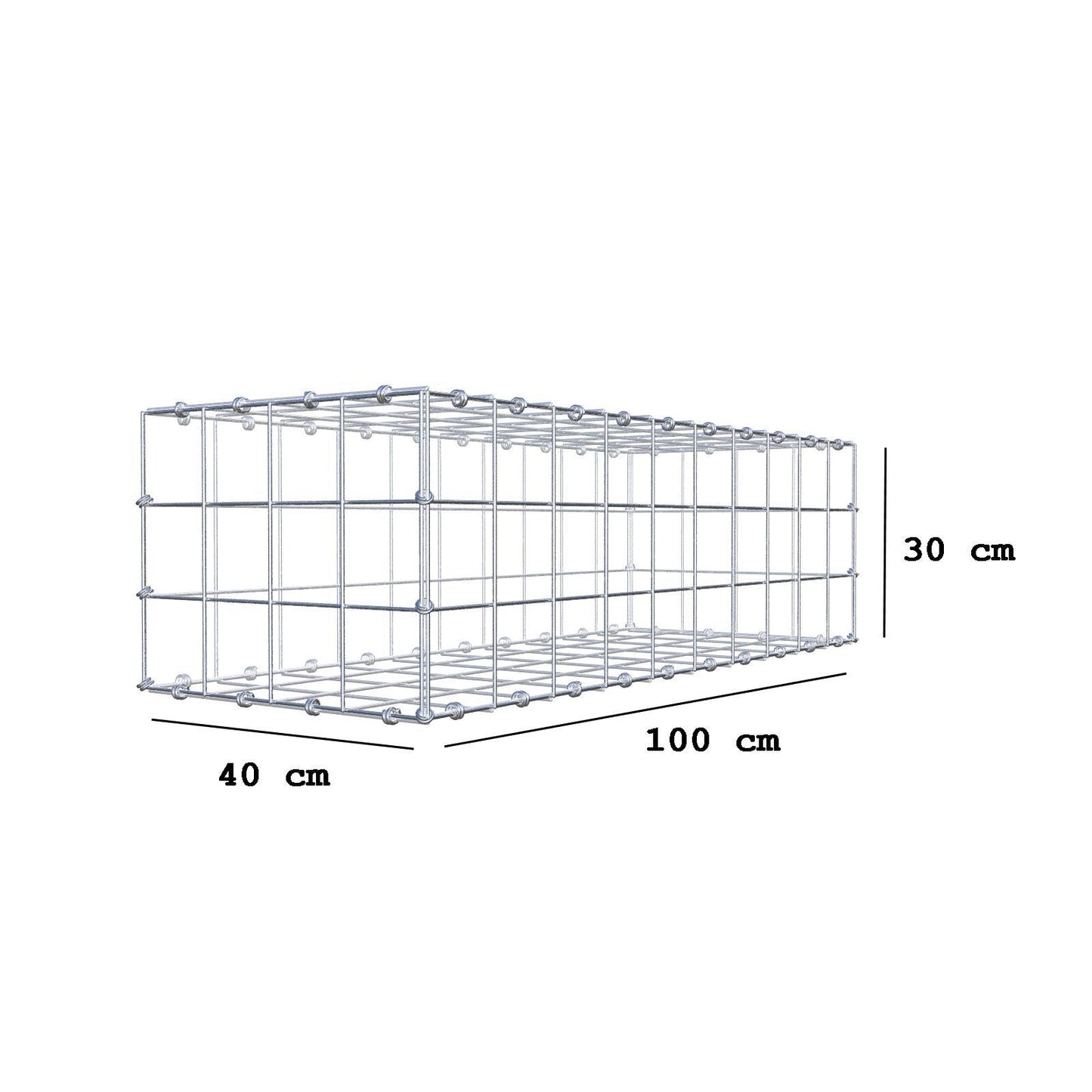 Gavión 100 cm x 30 cm x 40 cm (L x A x P), malla 10 x 10 cm, anillo en espiral