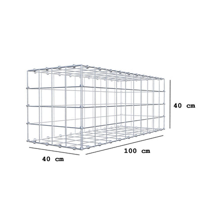 Gabion 100 cm x 40 cm x 40 cm (L x H x D), maskestørrelse 10 x 10 cm, spiralring