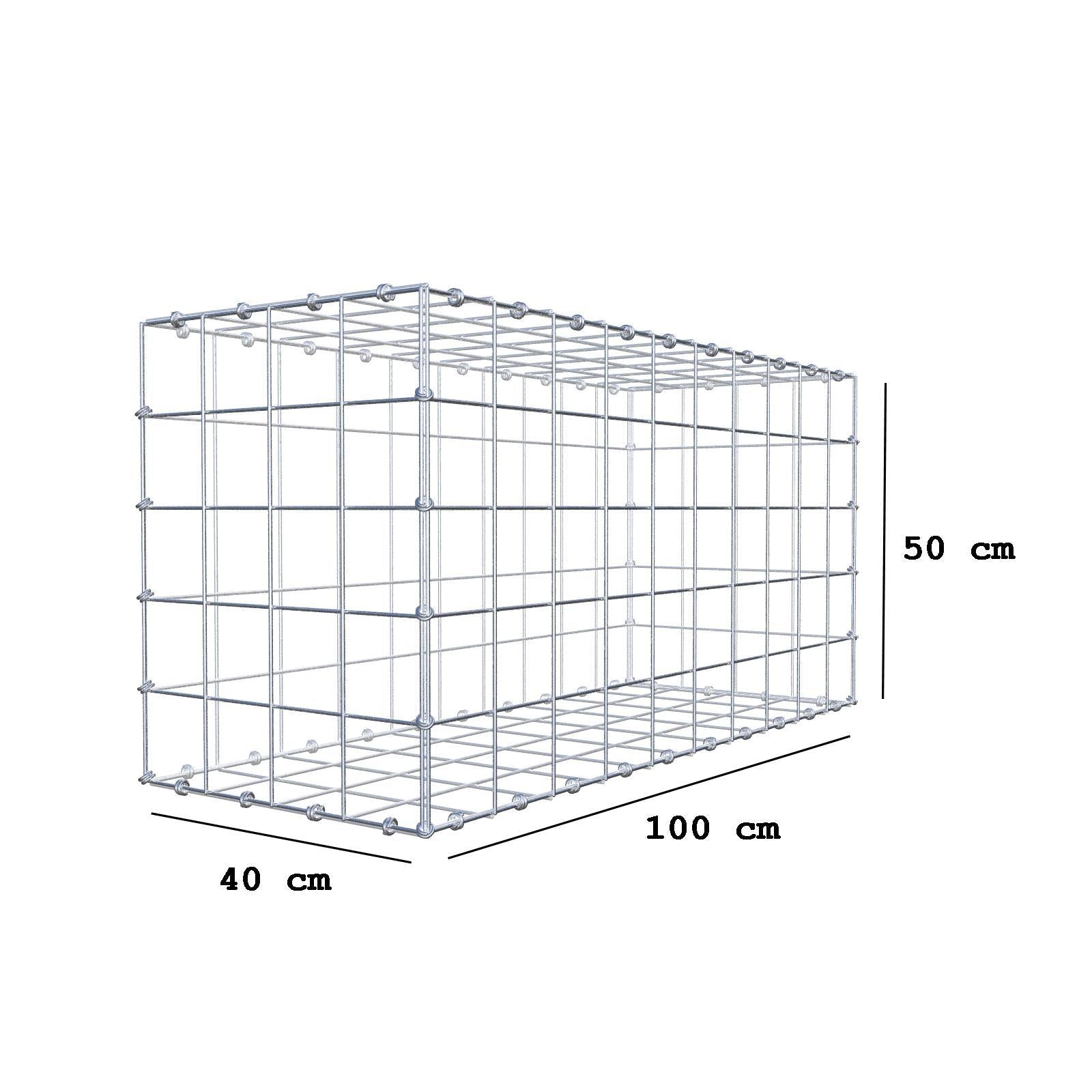 Gabion 100 cm x 50 cm x 40 cm (L x H x D), mesh size 10 x 10 cm, spiral ring