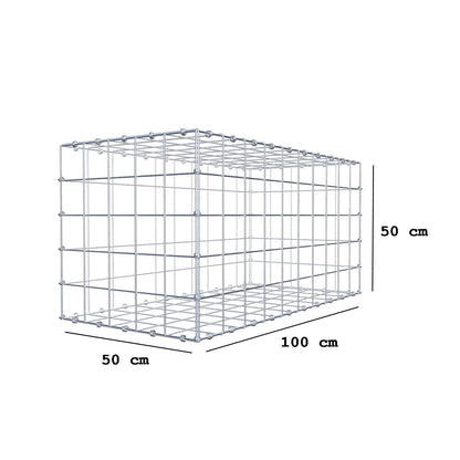 Gabion 100 cm x 50 cm x 50 cm (L x H x D), maskestørrelse 10 x 10 cm, spiralring