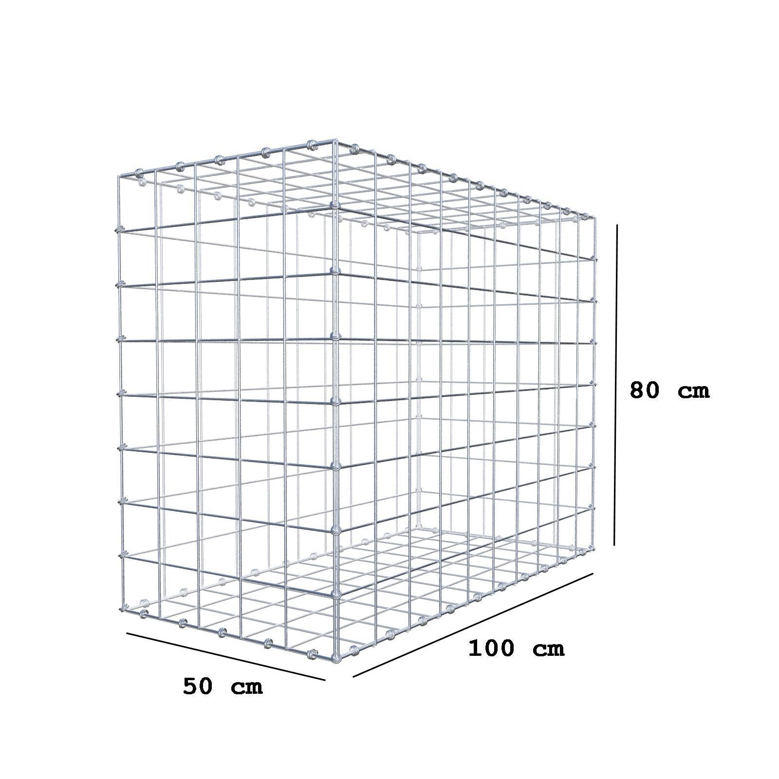 Gabion 100 cm x 80 cm x 50 cm (L x H x D), mesh size 10 x 10 cm, spiral ring