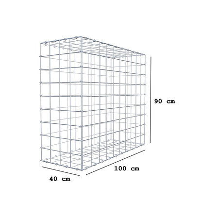 Gabion 100 cm x 90 cm x 40 cm (L x H x D), maskestørrelse 10 x 10 cm, spiralring
