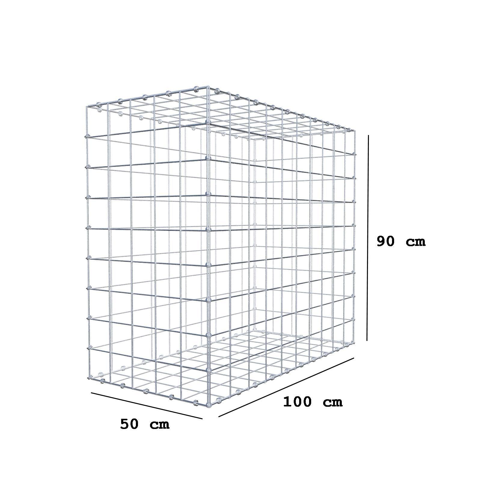 Gabion 100 cm x 90 cm x 50 cm (L x H x D), maskestørrelse 10 x 10 cm, spiralring