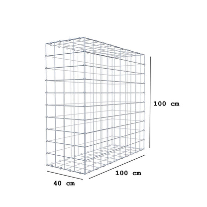 Gabion 100 cm x 100 cm x 40 cm (L x H x D), maskestørrelse 10 x 10 cm, spiralring