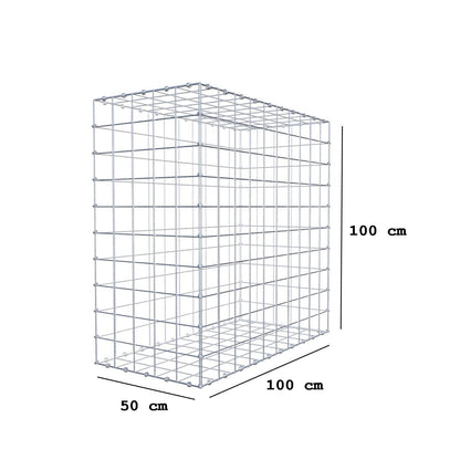 Gabion 100 cm x 100 cm x 50 cm (L x H x D), maskestørrelse 10 x 10 cm, spiralring