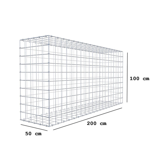 Gavión 200 cm x 100 cm x 50 cm (L x A x P), luz de malla 10 x 10 cm, anillo en espiral