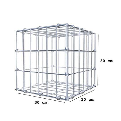 Gavión 30 cm x 30 cm x 30 cm (L x A x P), luz de malla 5 x 10 cm, anillo en espiral