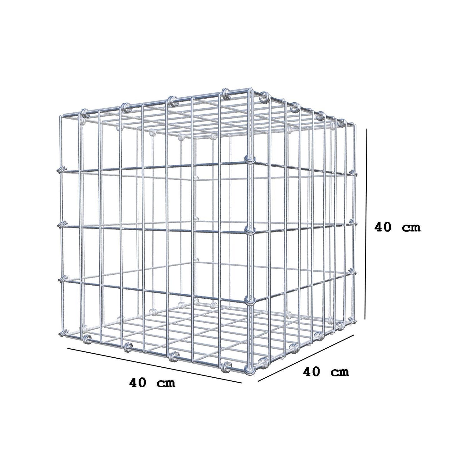 Gabion 40 cm x 40 cm x 40 cm (L x H x D), maskstorlek 5 x 10 cm, spiralring