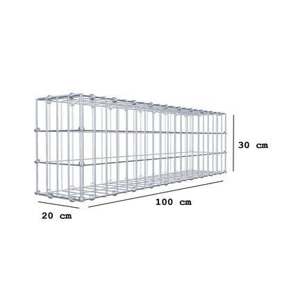Gabione 100 cm x 30 cm x 20 cm (L x H x T), Maschenweite 5 x 10 cm, Spiralring