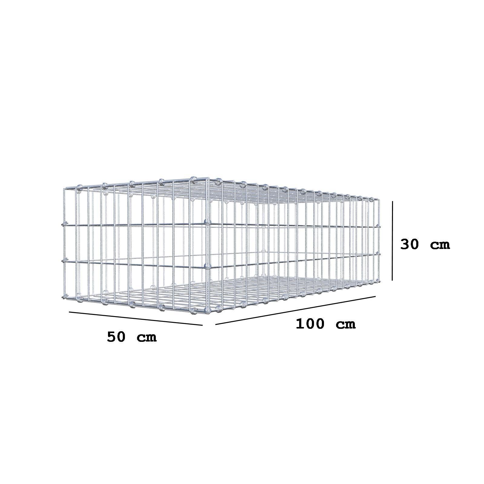 Gabion 100 cm x 30 cm x 50 cm (L x H x D), mesh size 5 x 10 cm, spiral ring