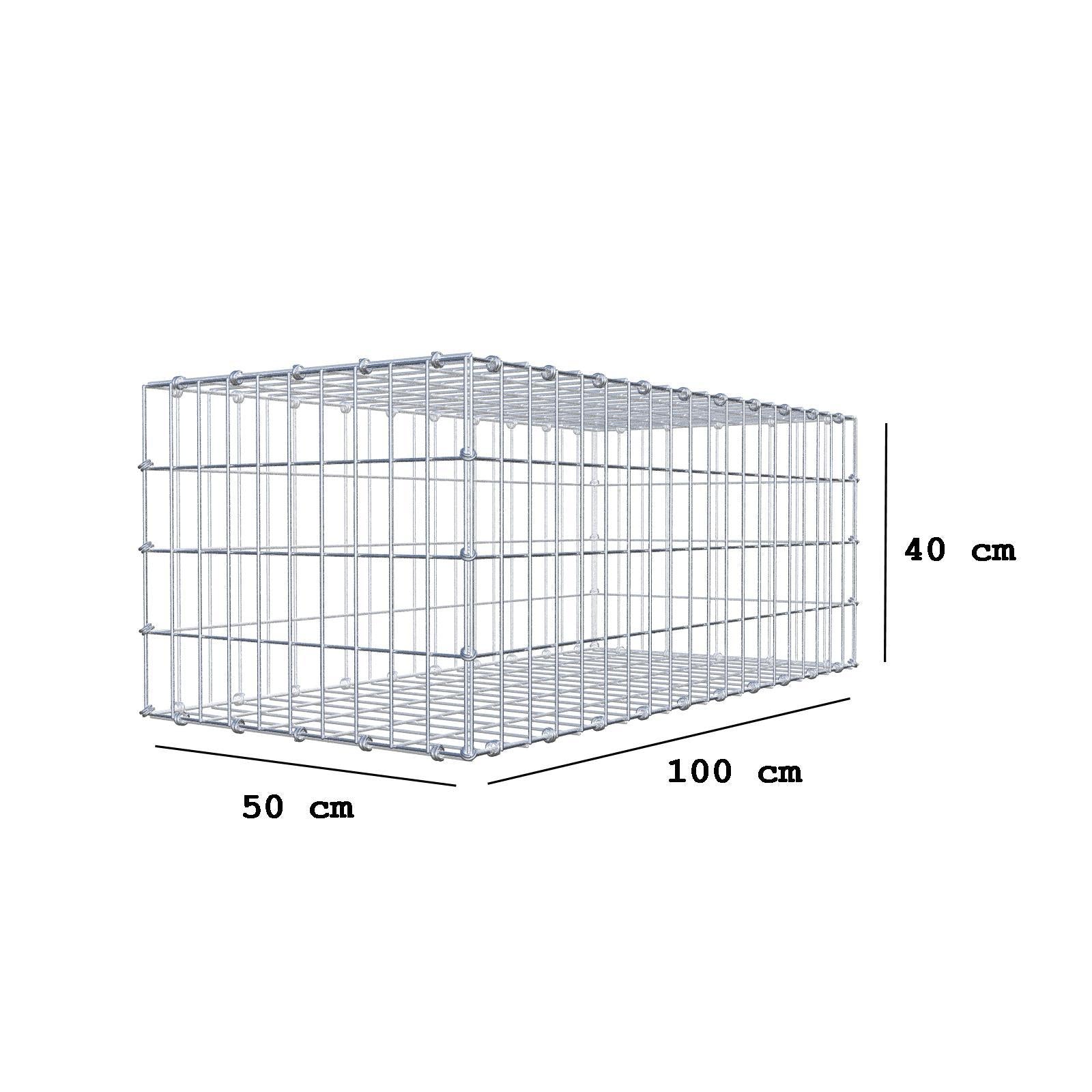 Gabion 100 cm x 40 cm x 50 cm (L x H x D), maskstorlek 5 x 10 cm, spiralring