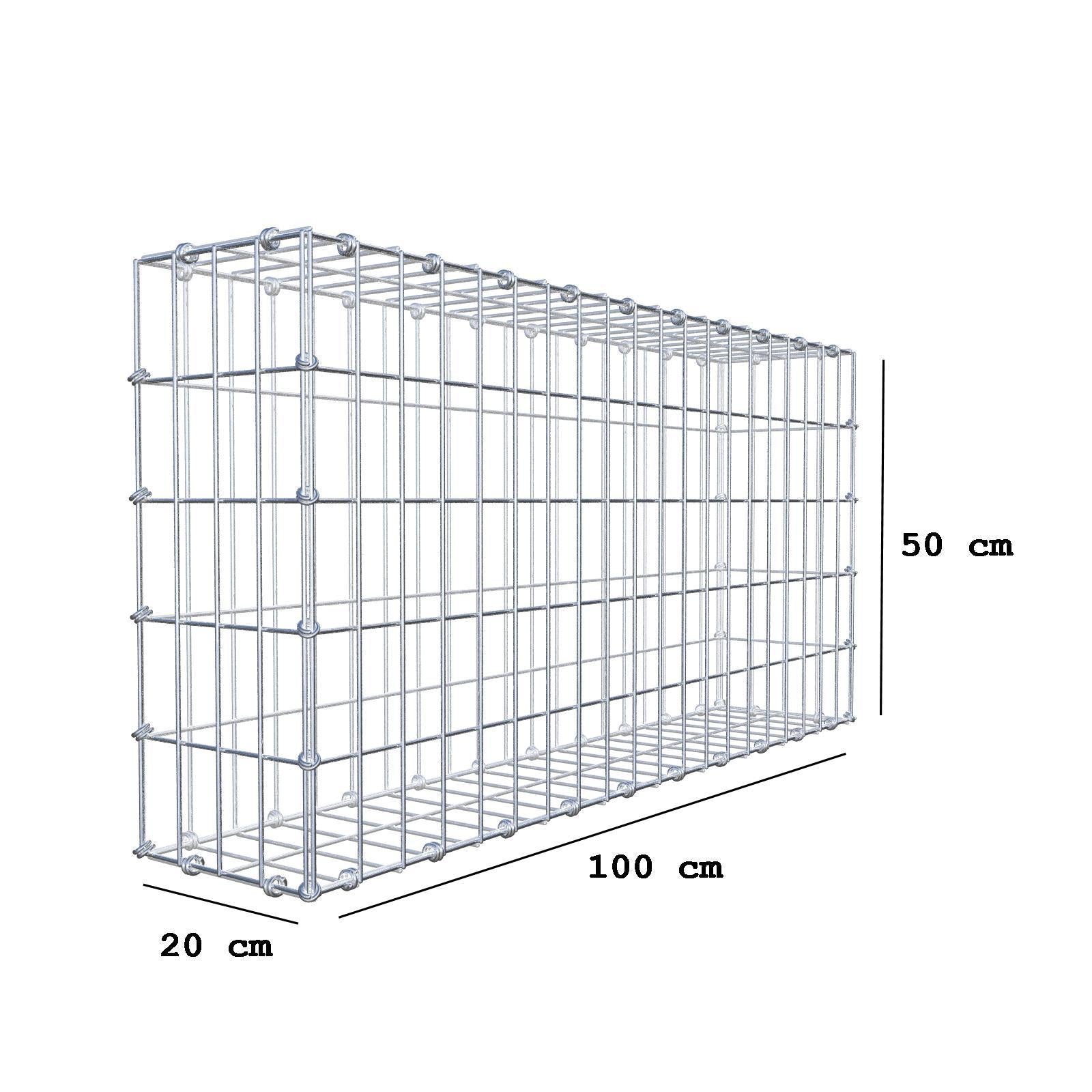 Gabion 100 cm x 50 cm x 20 cm (L x H x D), maskstorlek 5 x 10 cm, spiralring