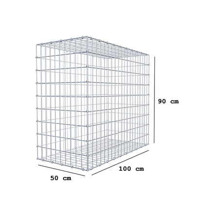 Gabion 100 cm x 90 cm x 50 cm (L x H x D), maskstorlek 5 x 10 cm, spiralring
