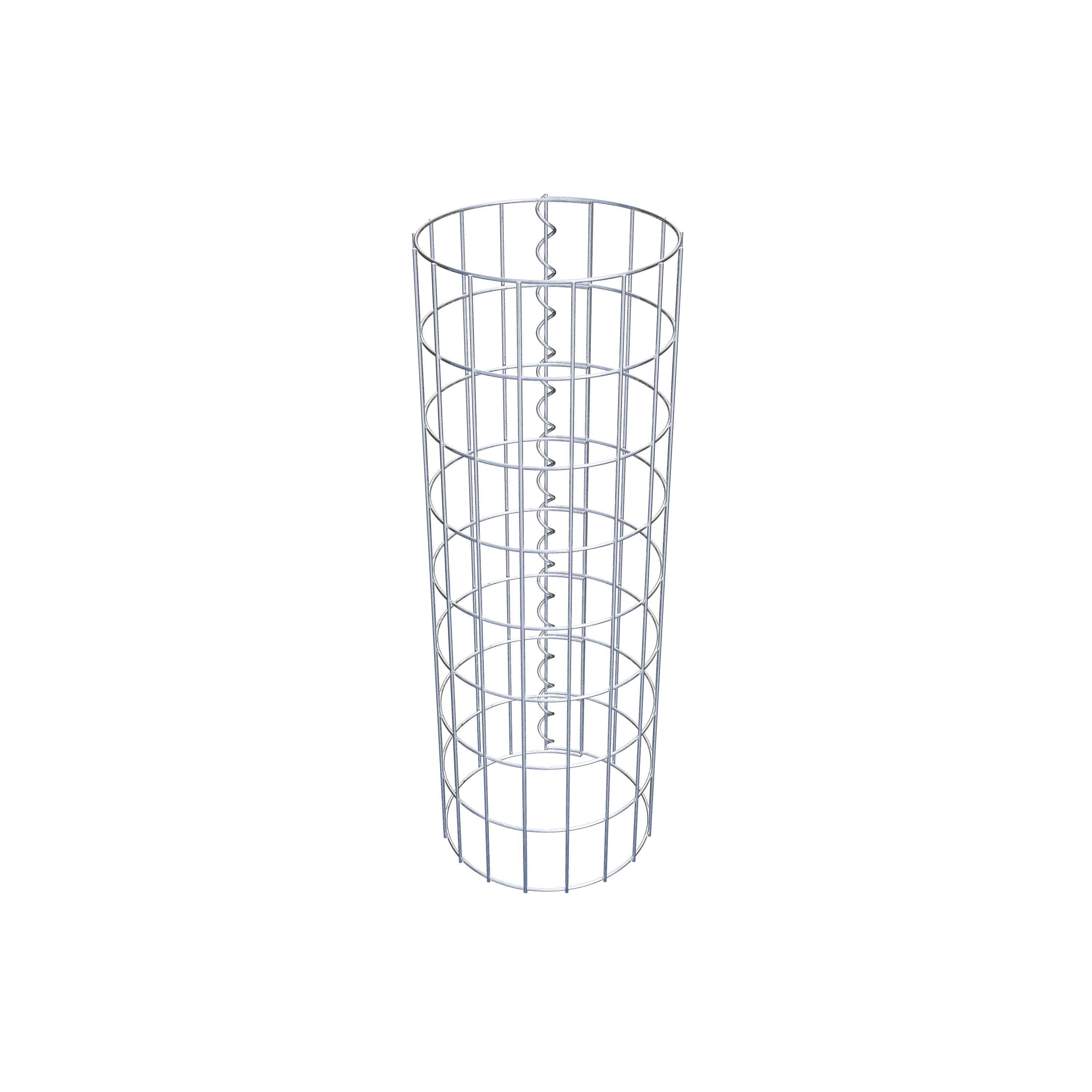 Gabion column around 27 cm diameter, 80 cm height, mesh size 5 cm x 10 cm