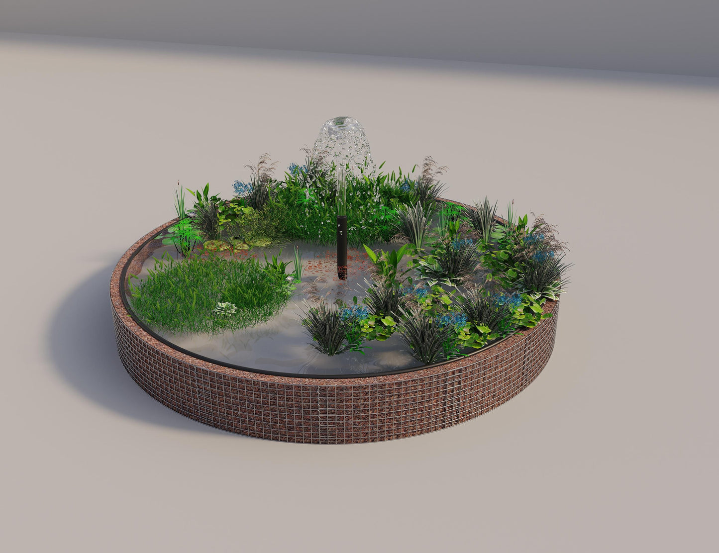 Gabionen Hochteich rund, Außendurchmesser 382 cm, Höhe 50 cm, Maschenweite 5 x 5 cm, Wandstärke 15 cm