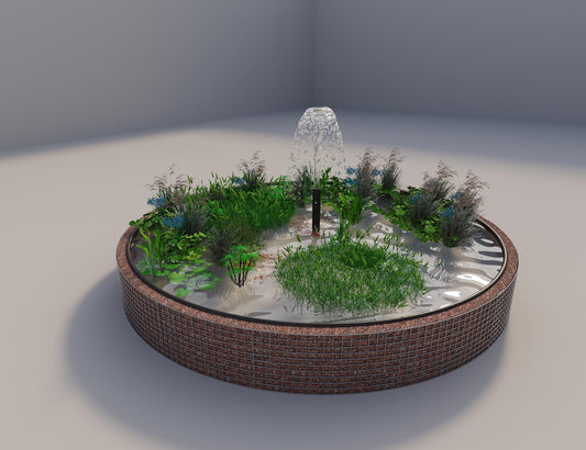 Gabion bassin surélevé rond, diamètre extérieur 412 cm, hauteur 50 cm, mailles 5 x 5 cm, épaisseur de paroi 15 cm