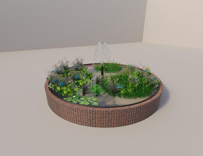 Gabionen Hochteich rund, Außendurchmesser 412 cm, Höhe 50 cm, Maschenweite 5 x 5 cm, Wandstärke 15 cm