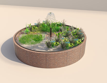 Gabion bassin surélevé rond, diamètre extérieur 412 cm, hauteur 80 cm, mailles 5 x 5 cm, épaisseur de paroi 15 cm