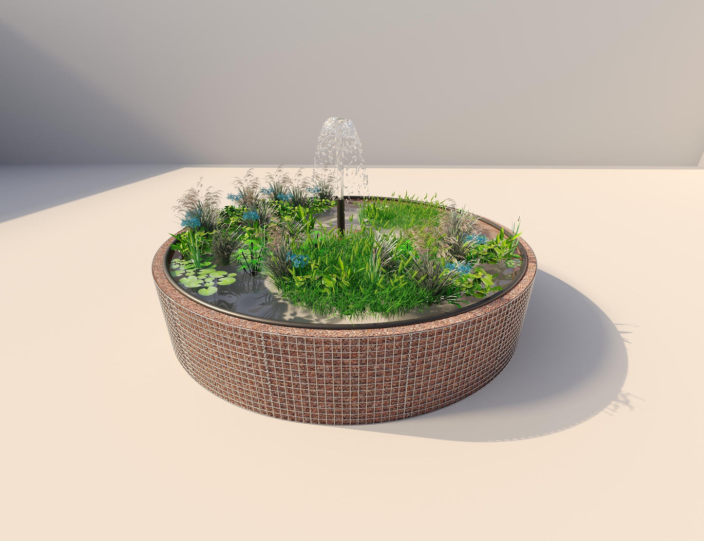 Gabion bassin surélevé rond, diamètre extérieur 412 cm, hauteur 80 cm, mailles 5 x 5 cm, épaisseur de paroi 15 cm