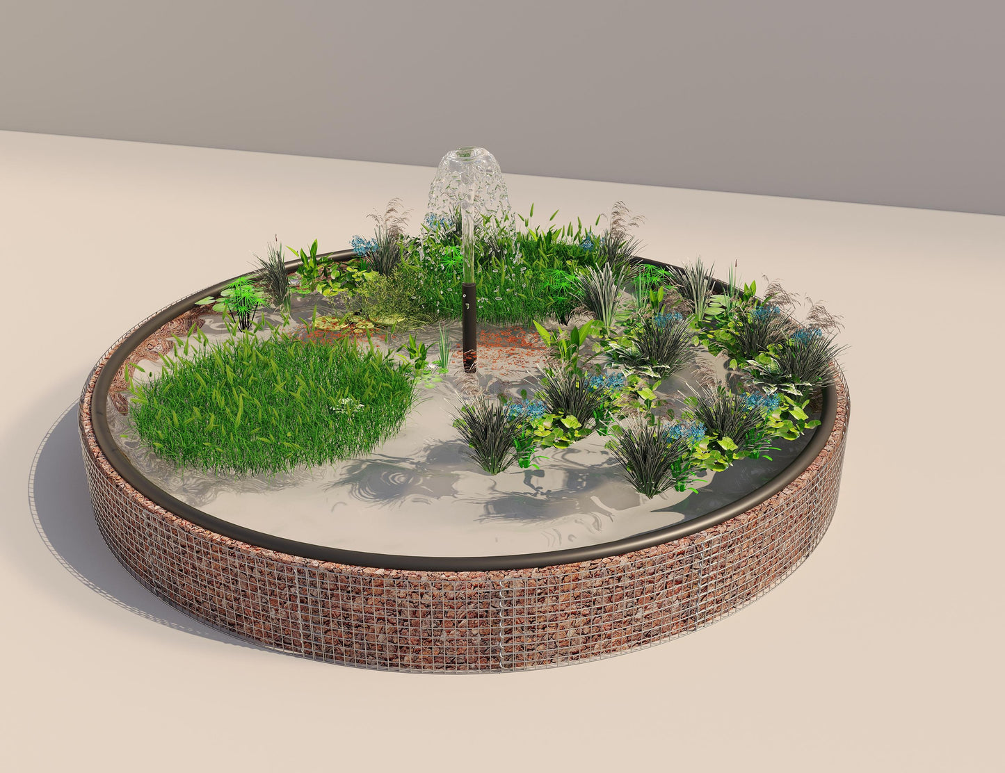 Gabionen Hochteich rund, Außendurchmesser 502 cm, Höhe 50 cm, Maschenweite 5 x 5 cm, Wandstärke 15 cm