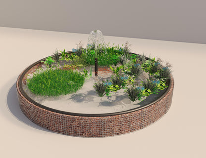 Gabionen Hochteich rund, Außendurchmesser 502 cm, Höhe 50 cm, Maschenweite 5 x 5 cm, Wandstärke 15 cm