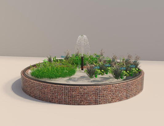 Gabion bassin surélevé rond, diamètre extérieur 502 cm, hauteur 50 cm, mailles 5 x 5 cm, épaisseur de paroi 15 cm