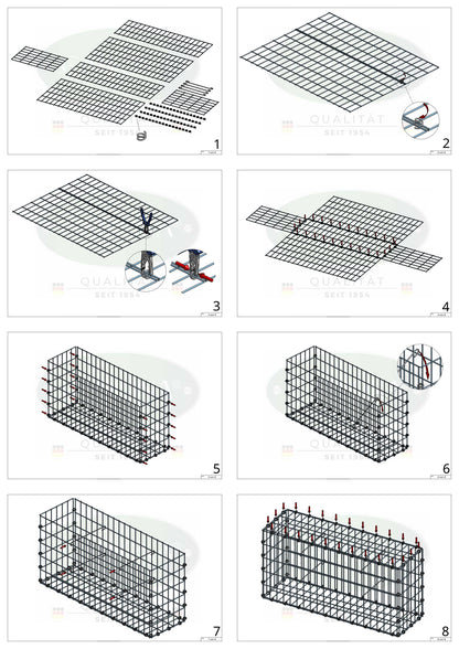 Gabion 100 cm x 30 cm x 30 cm (L x H x P), mailles 5 x 10 cm, anneau en spirale