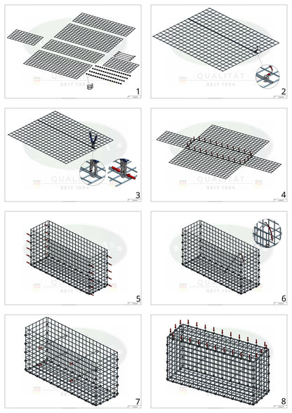 Gabion 100 cm x 70 cm x 30 cm (L x H x P), mailles 5 x 5 cm, anneau en spirale
