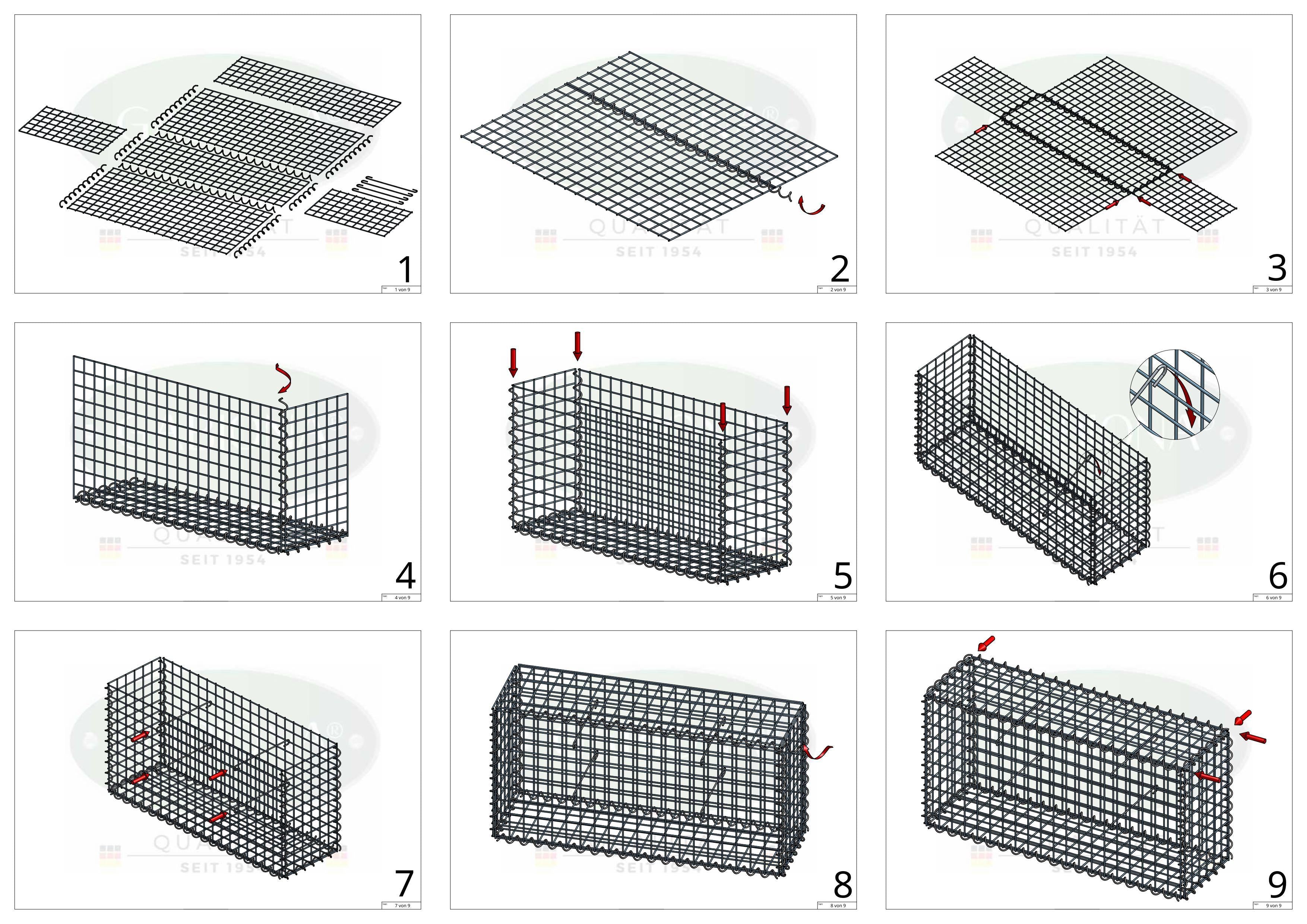 Gabion 100 cm x 70 cm x 40 cm (L x H x D), mesh size 5 cm x 5 cm, spiral