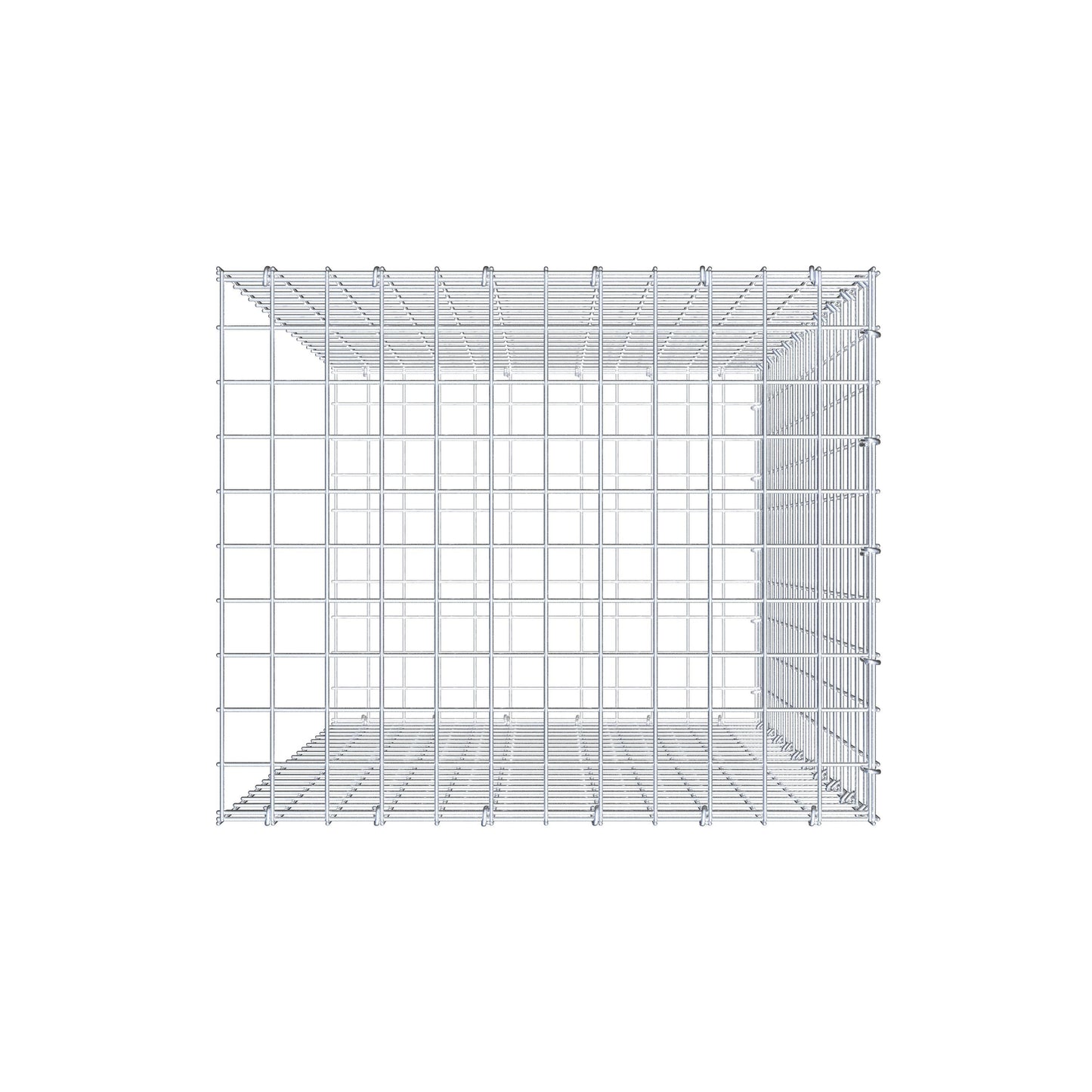 Monteret gabion type 2 100 cm x 60 cm x 50 cm (L x H x D), maskestørrelse 5 cm x 5 cm, C-ring