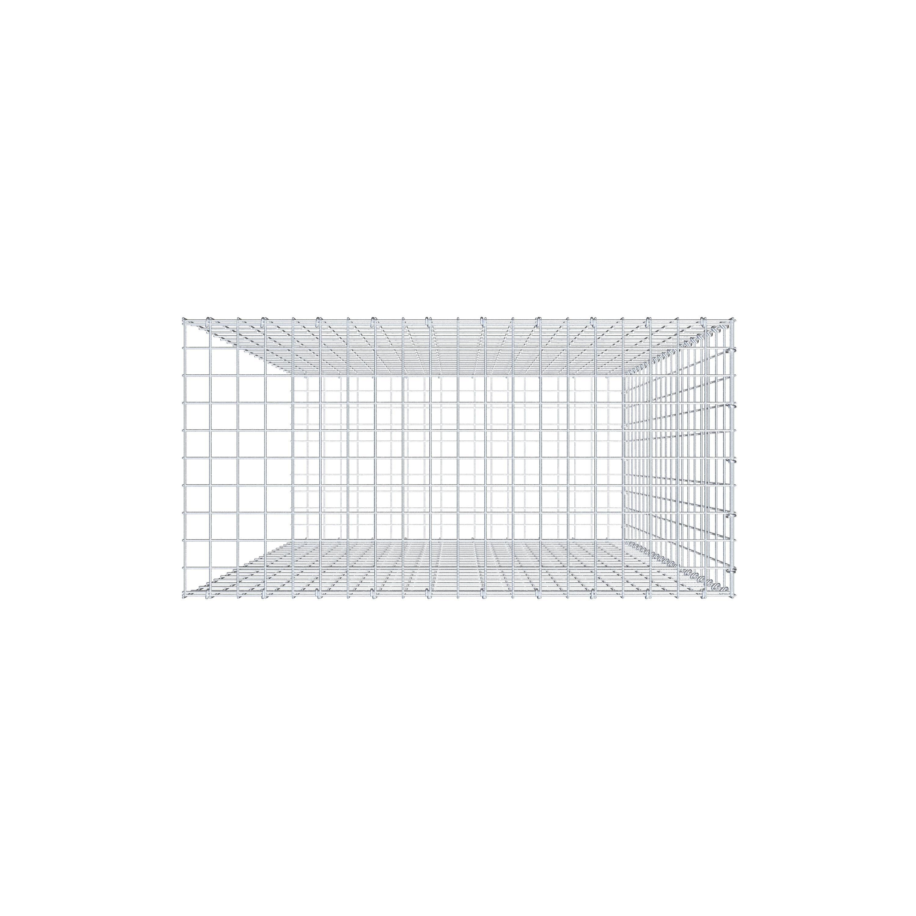 Monteret gabion type 2 200 cm x 100 cm x 50 cm, maskestørrelse 5 cm x 10 cm, C-ring