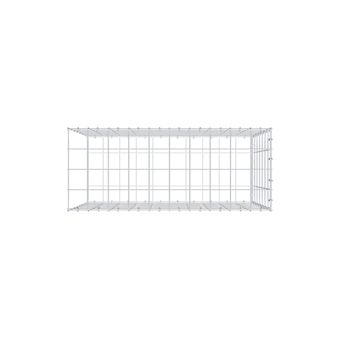 Typ 2 påbyggnadsgabion 100 cm x 70 cm x 40 cm (L x H x D), maskstorlek 10 cm x 10 cm, C-ring