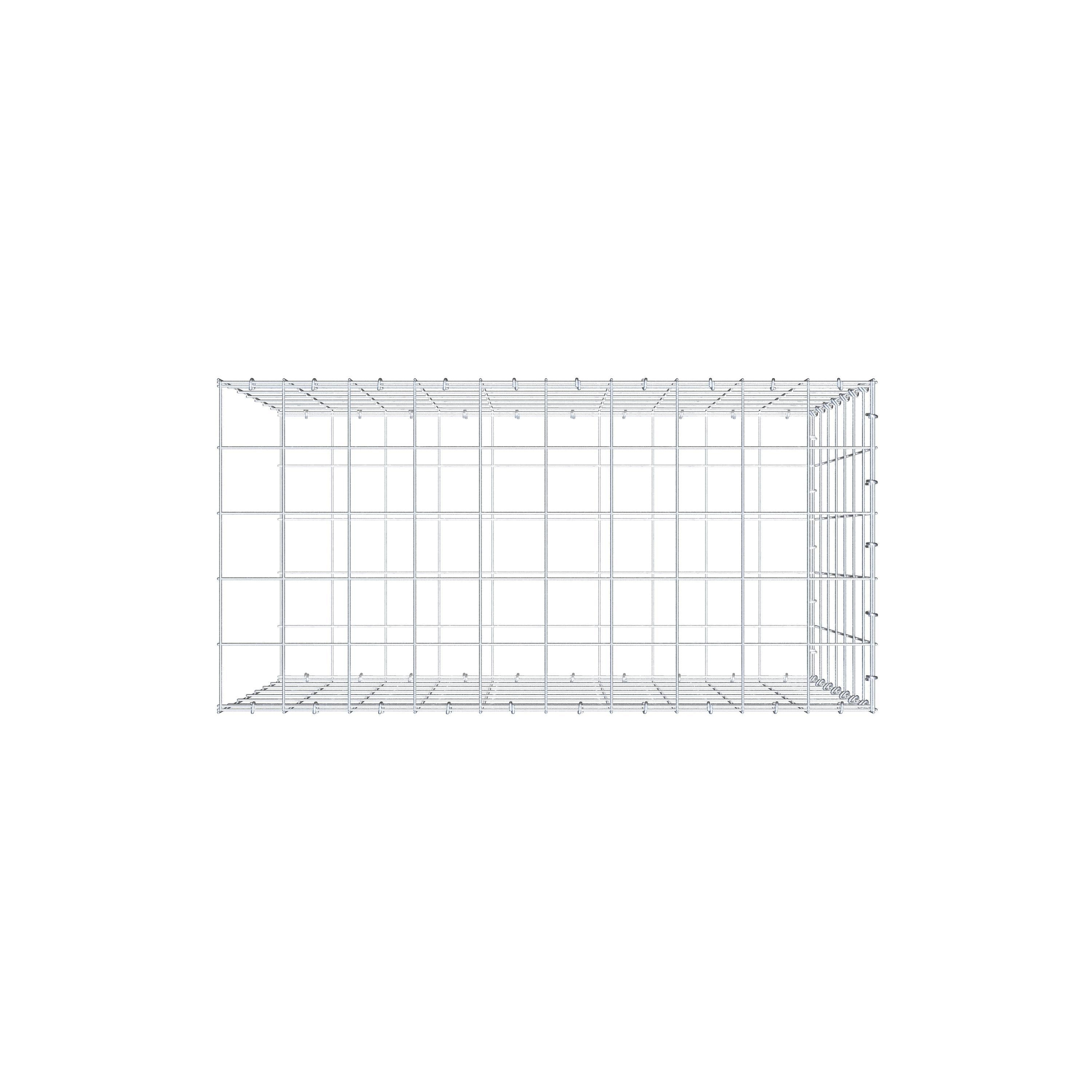 Mounted gabion type 2 100 cm x 70 cm x 50 cm (L x H x D), mesh size 10 cm x 10 cm, C-ring