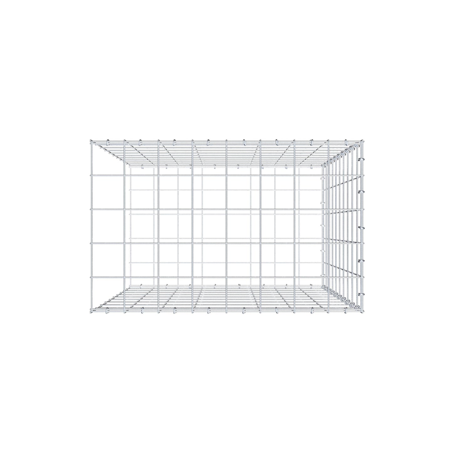 Monteret gabion type 2 100 cm x 80 cm x 50 cm (L x H x D), maskestørrelse 10 cm x 10 cm, C-ring
