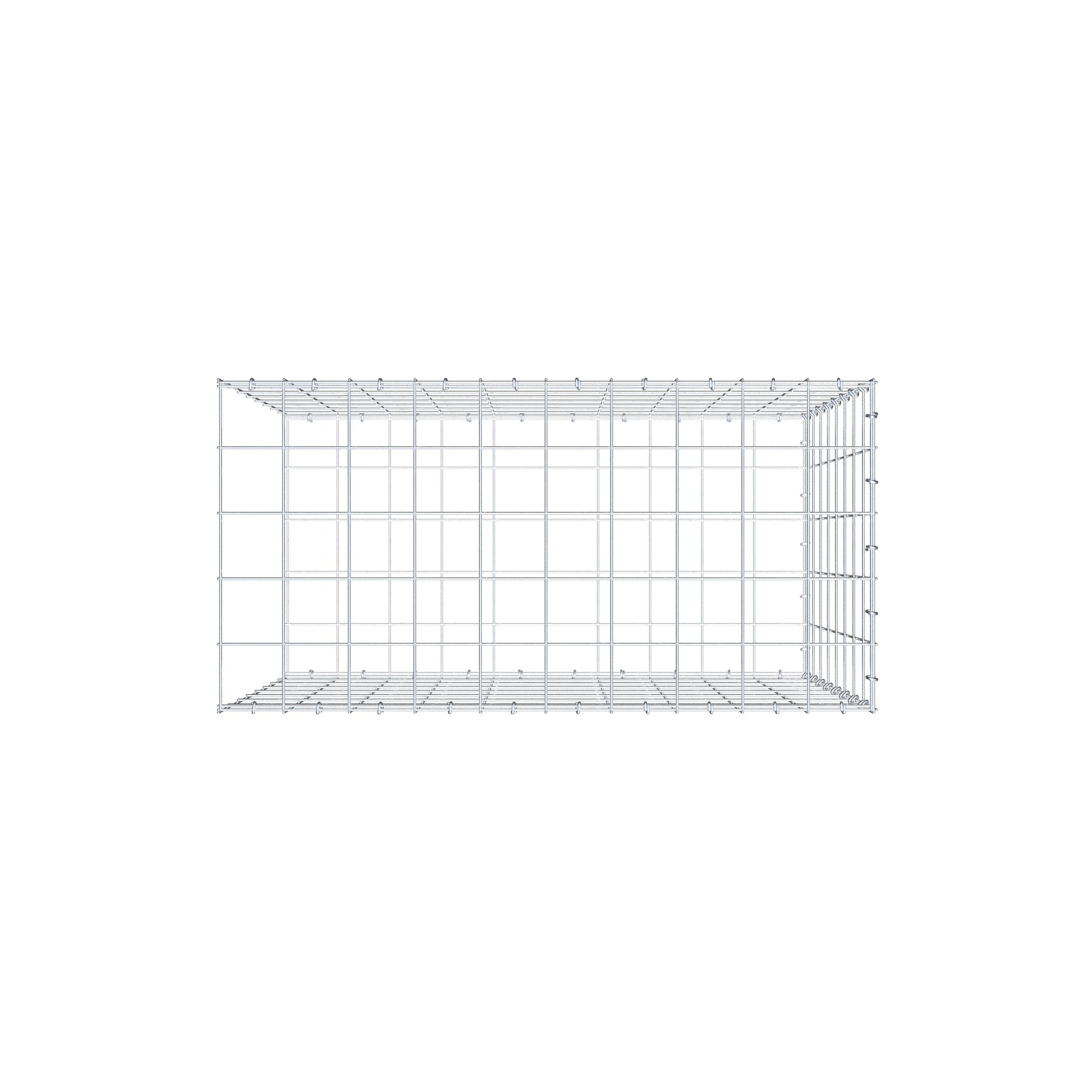 Type 2 oplegkorf 100 cm x 80 cm x 50 cm (L x H x D), maaswijdte 10 cm x 10 cm, C-ring