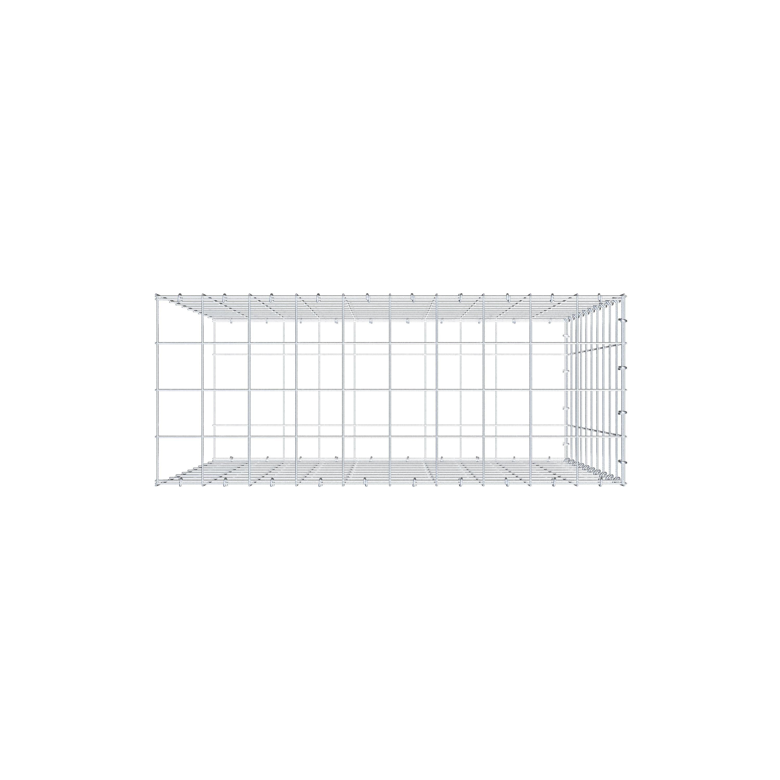 Monteret gabion type 2 100 cm x 100 cm x 40 cm (L x H x D), maskestørrelse 10 cm x 10 cm, C-ring